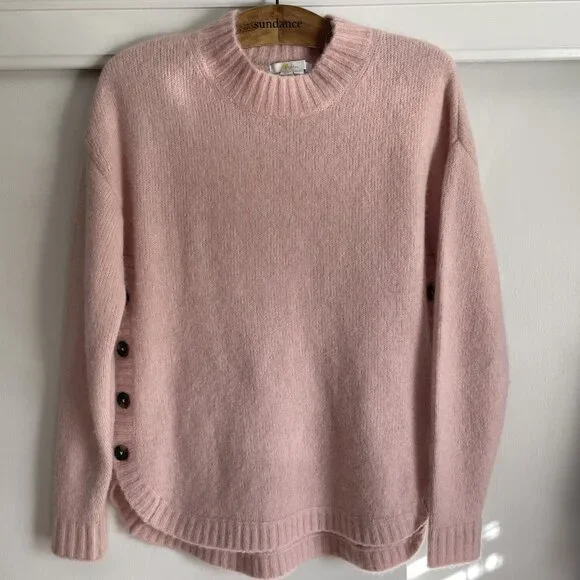 BODEN Fluffy Side Button Jumper Crew Neck Sweater Size 6 Pink Peach - Picture 2 of 16